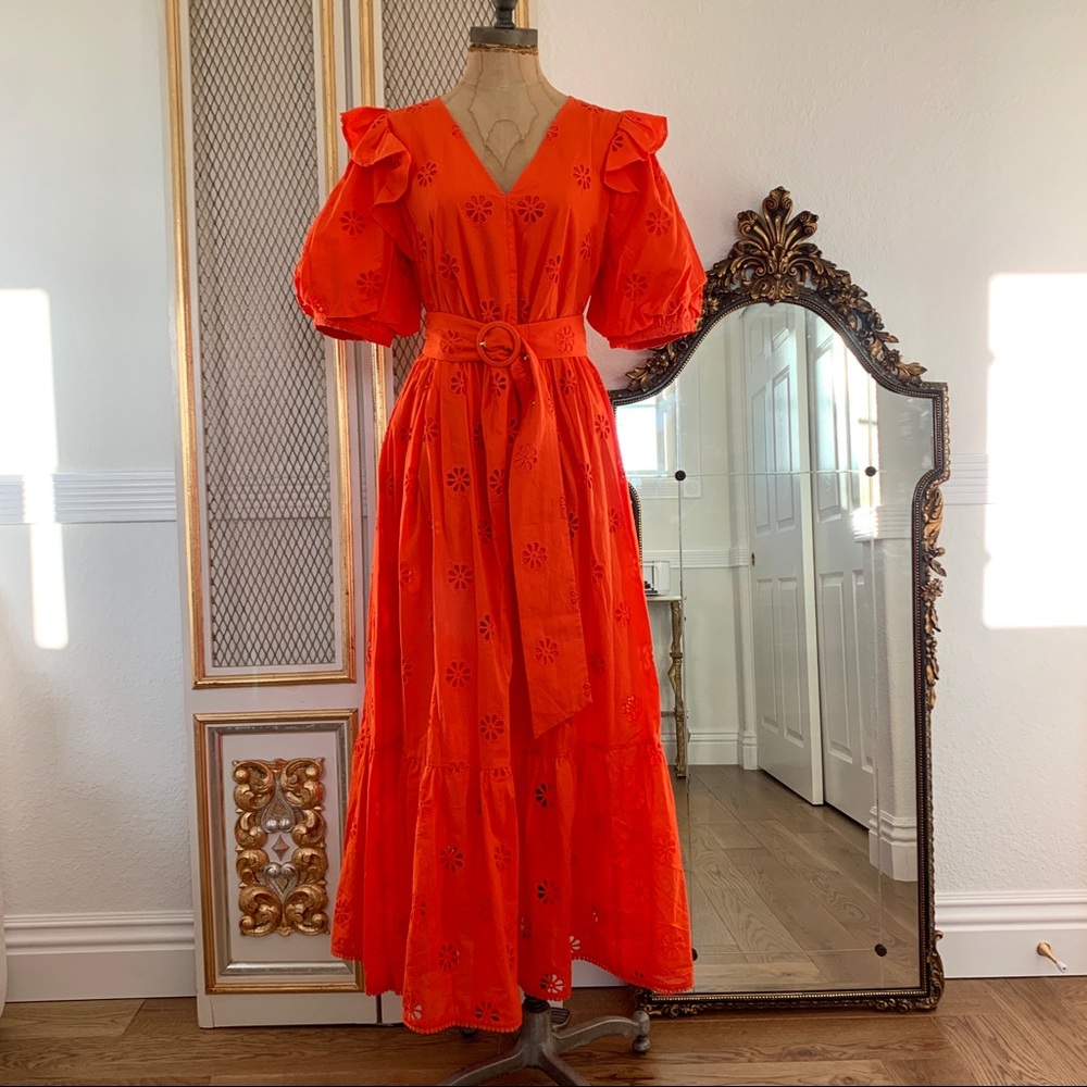 Kate Spade Spade Clover Eyelet Dress Tamarillo (6)